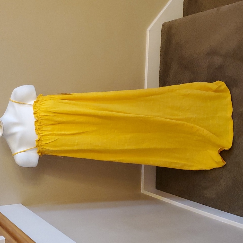 Womens Wave Zone Gold Coverup Maxi Swim Dress Size Small/Med 100% Cotton NWT